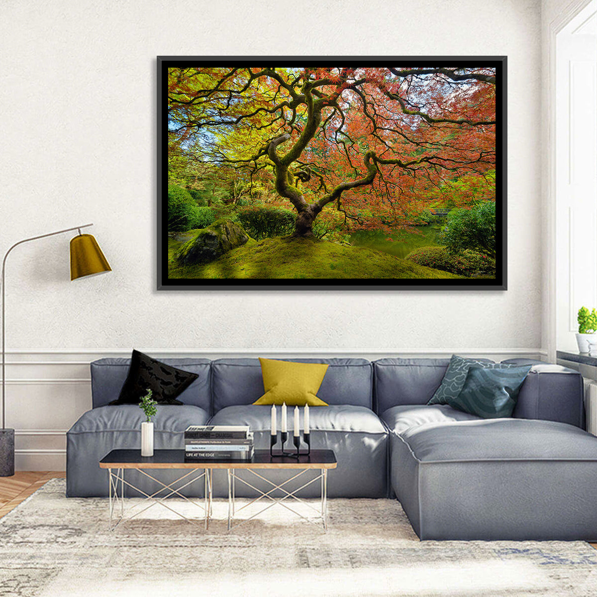 Gnarled Japanese Maple by Garden Pond Wall Art