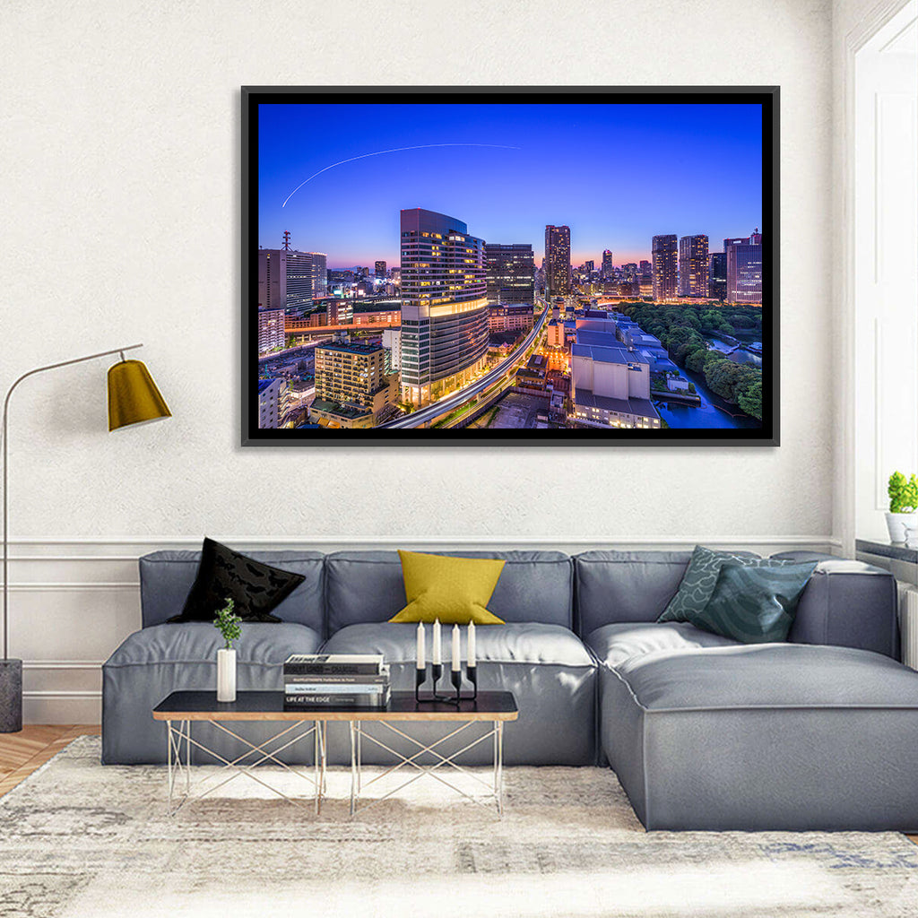 Tokyo Monorail Light Trails at Twilight Wall Art