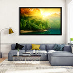 Golden Bamboo Riverbank Wall Art