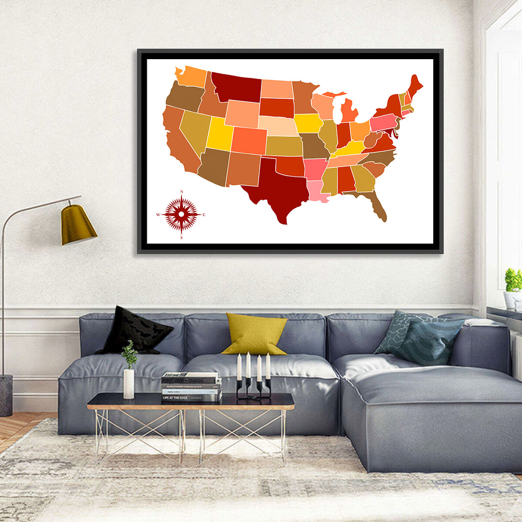 Stylized United States Map Wall Art