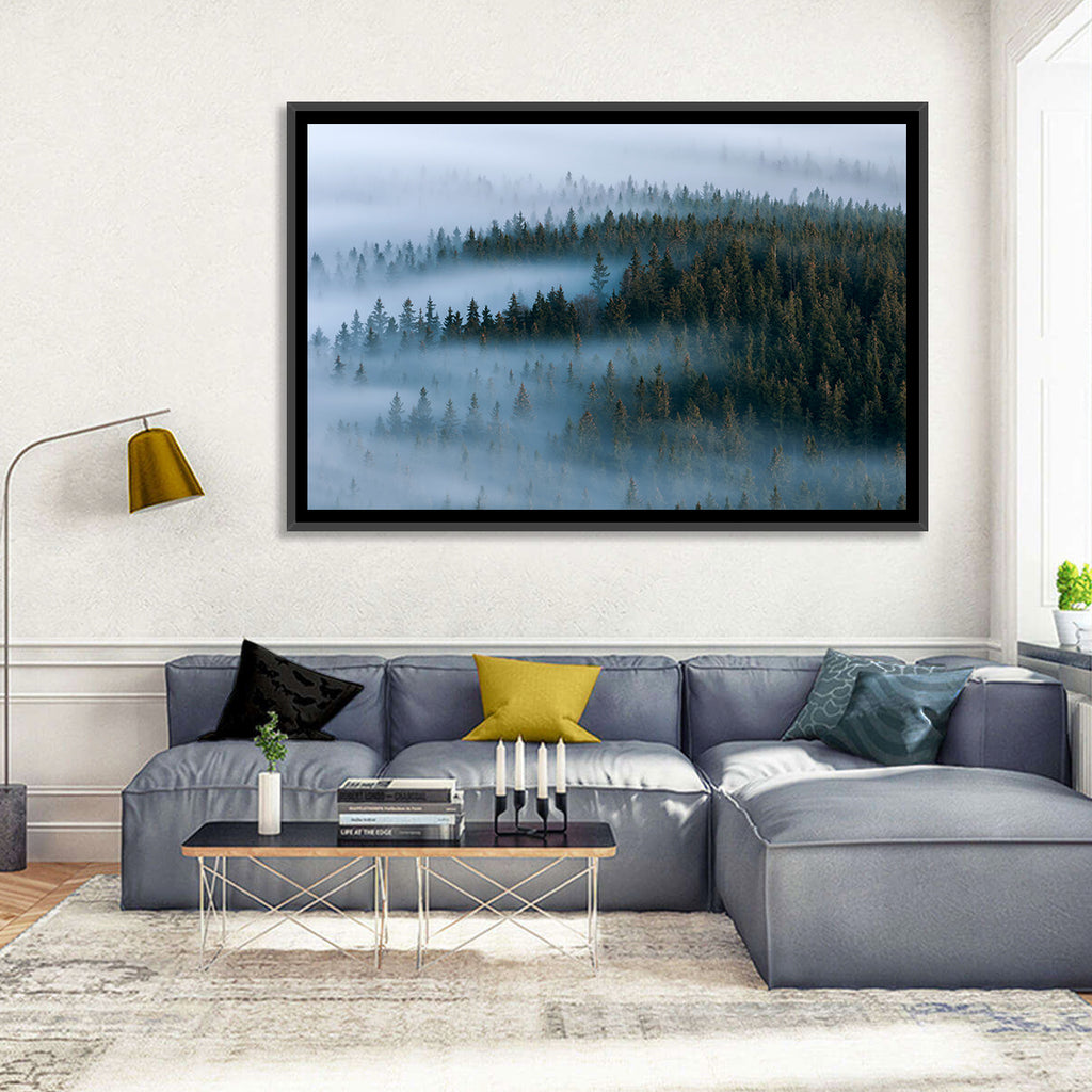 Morning Mist Over Pine Valley Wall Art