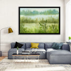 Misty River Meadow Watercolor Wall Art