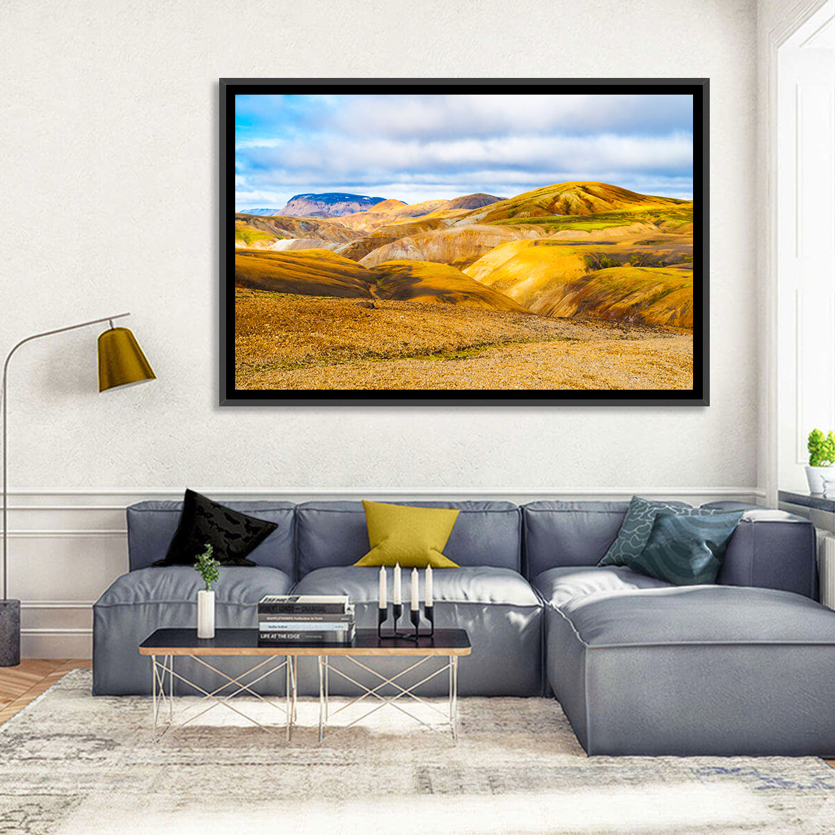 Landmannalaugar Rhyolite Mountains Wall Art in a room, landscape