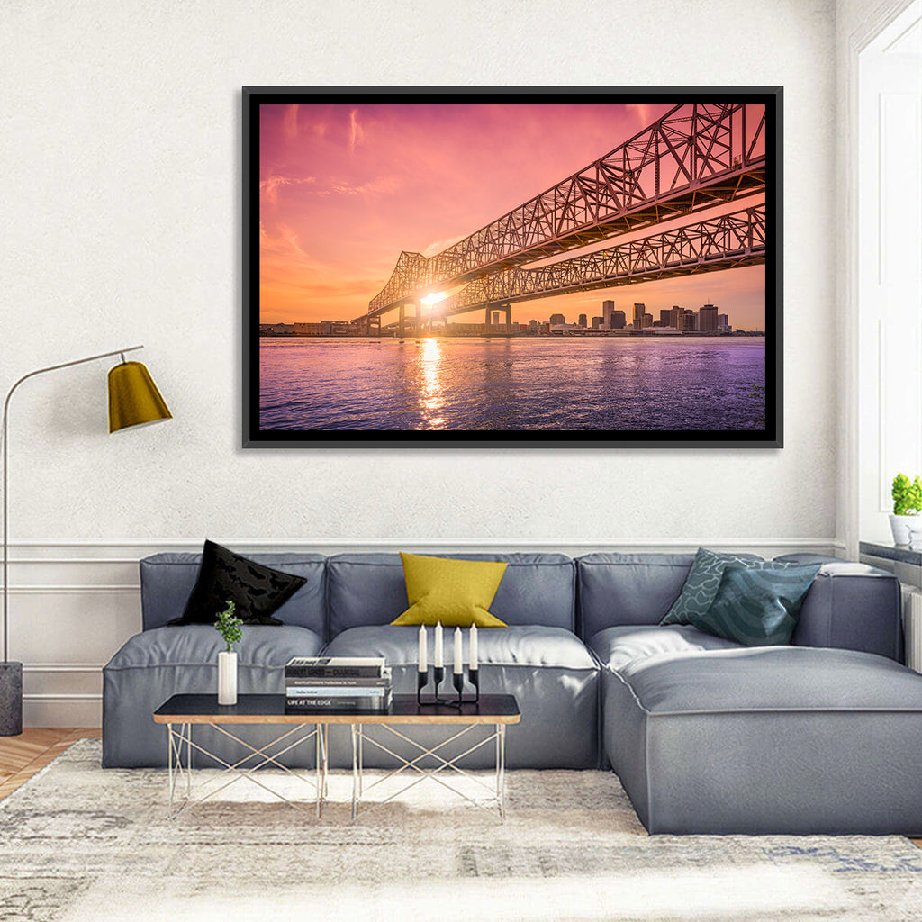Crescent City Connection at Sunset Wall Art