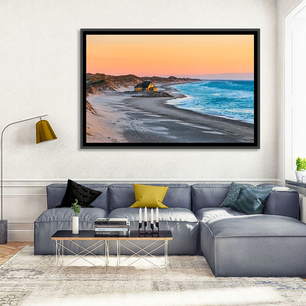 Gammel Skagen Beach House Wall Art in a room, landscape