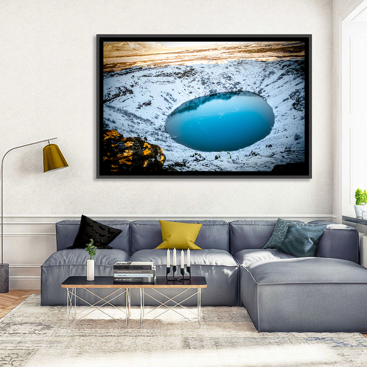 Kerid Crater Lake Wall Art in a room, landscape