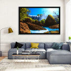 Sunlit Turquoise Waterfall Wall Art