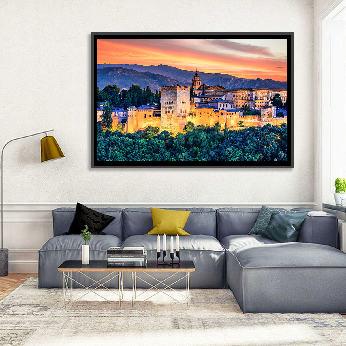 Alhambra Fortress at Golden Sunset Wall Art