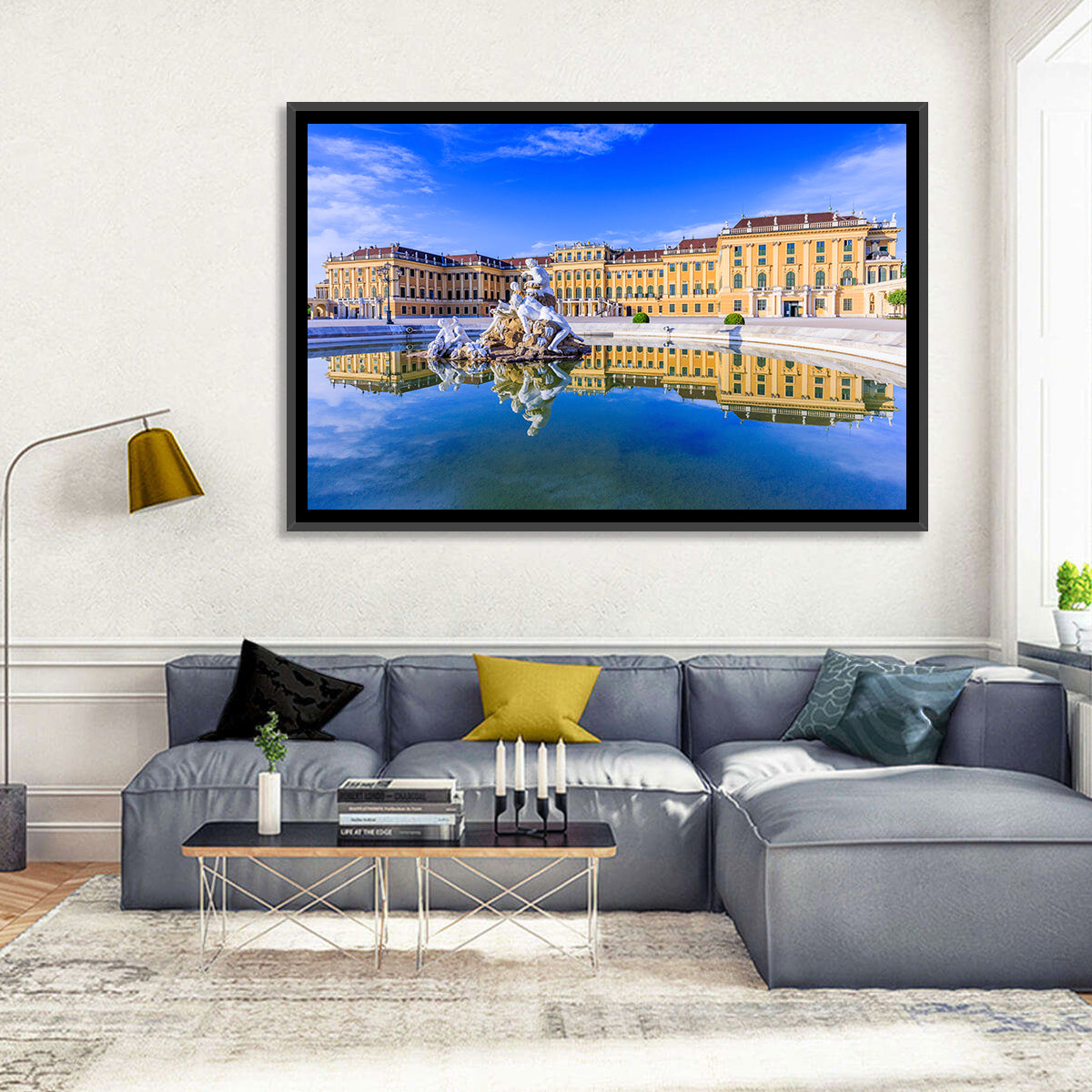 Schönbrunn Palace Fountain View Wall Art in a room, landscape