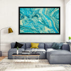 Teal Marble Swirls Abstract Wall Art