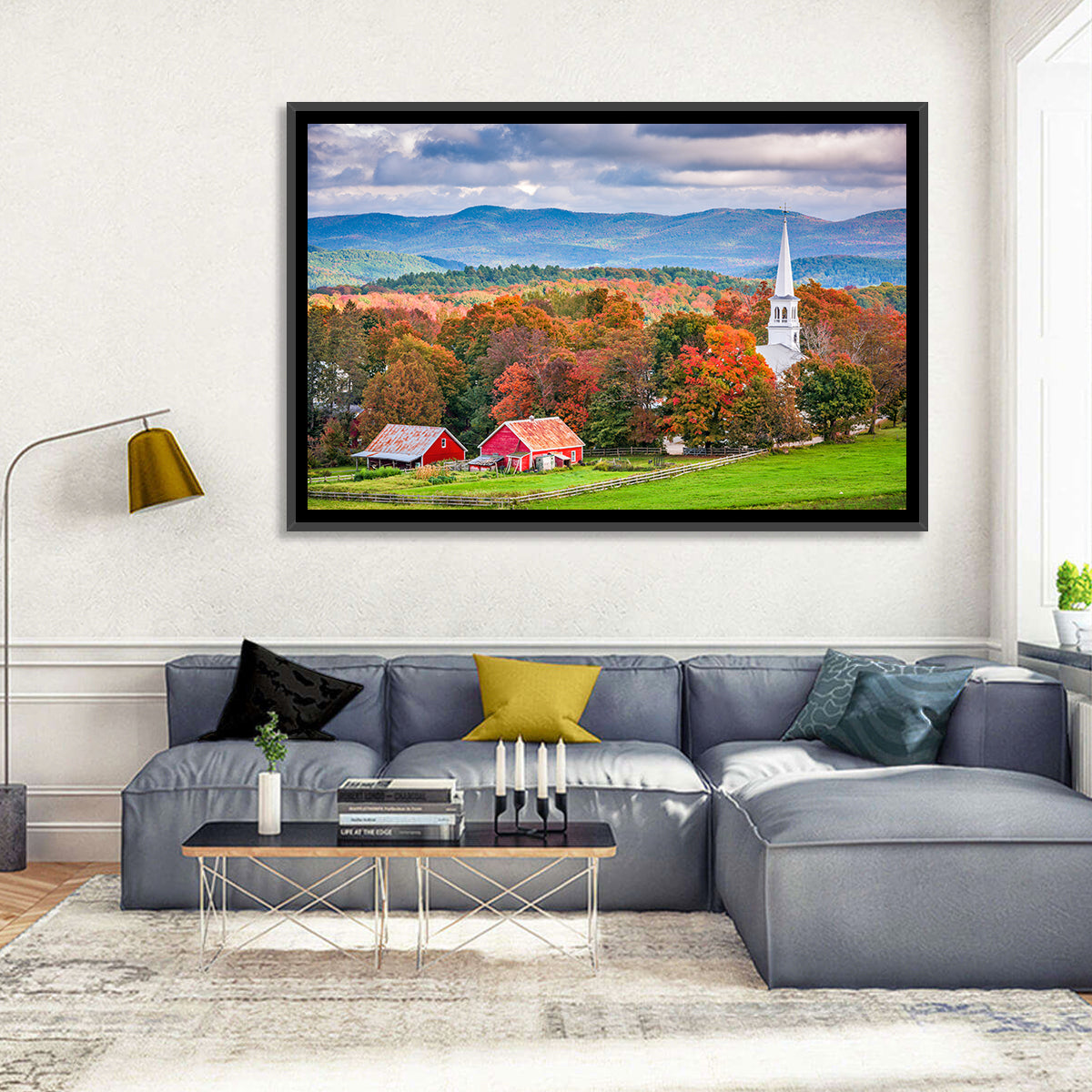 Peacham Autumn Pasture Wall Art in a room, landscape