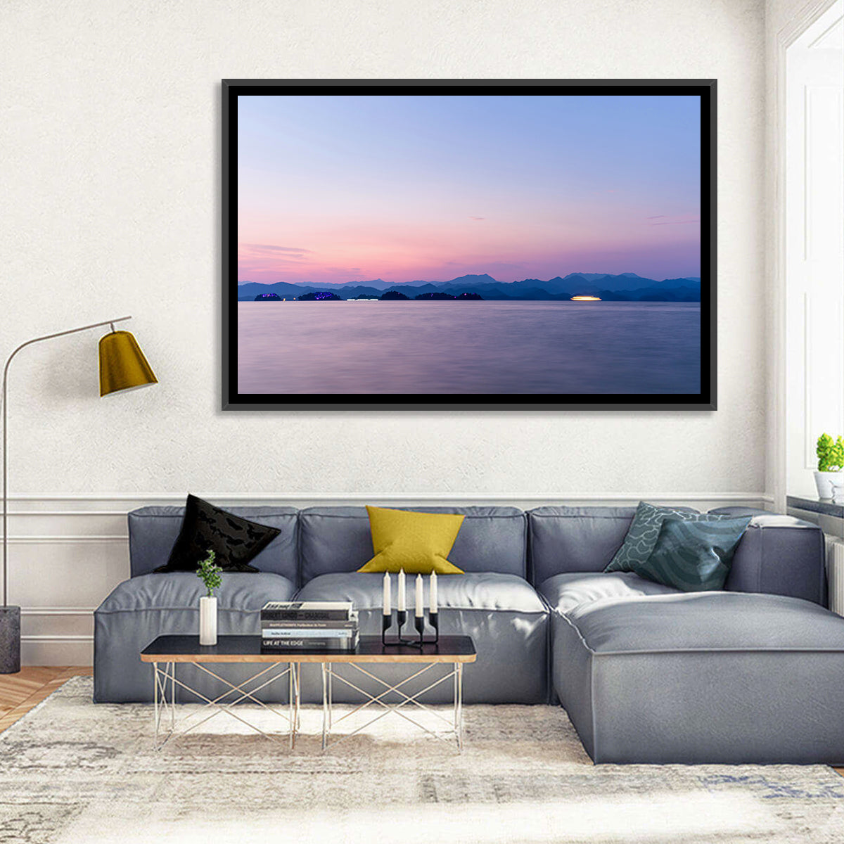 Hangzhou Thousand Island Lake at Dusk Wall Art in a room, landscape