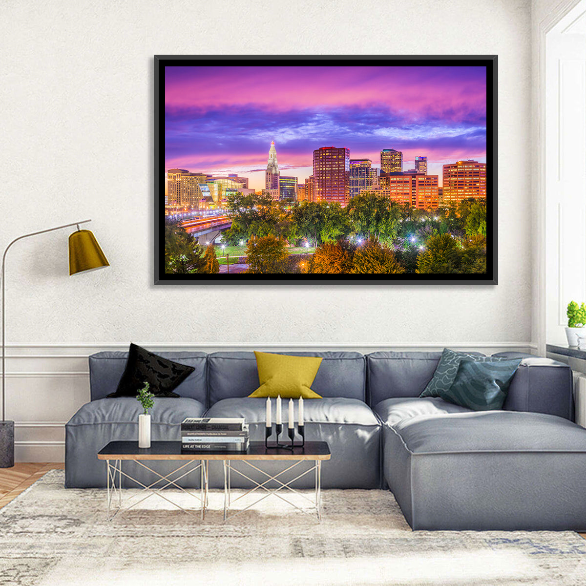 Hartford Skyline at Dusk Wall Art