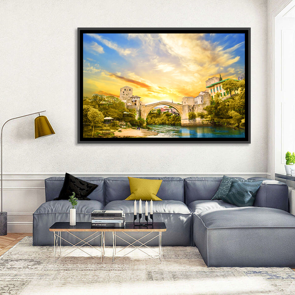 Stari Most at Sunset Wall Art