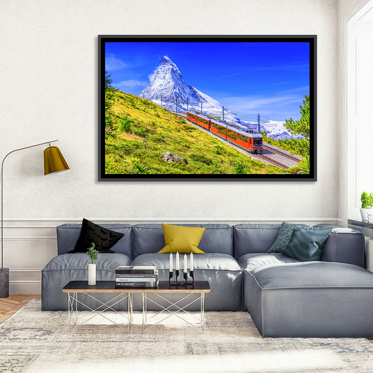 Gornergrat Train and Matterhorn Wall Art in a room, landscape