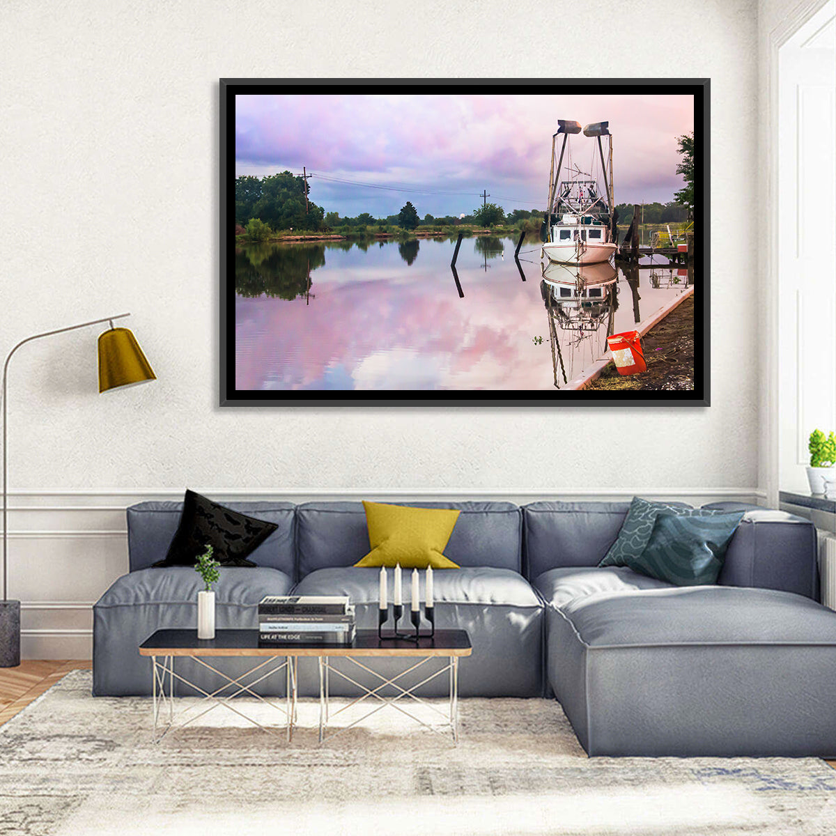 White Shrimp Boat on Louisiana Bayou Wall Art