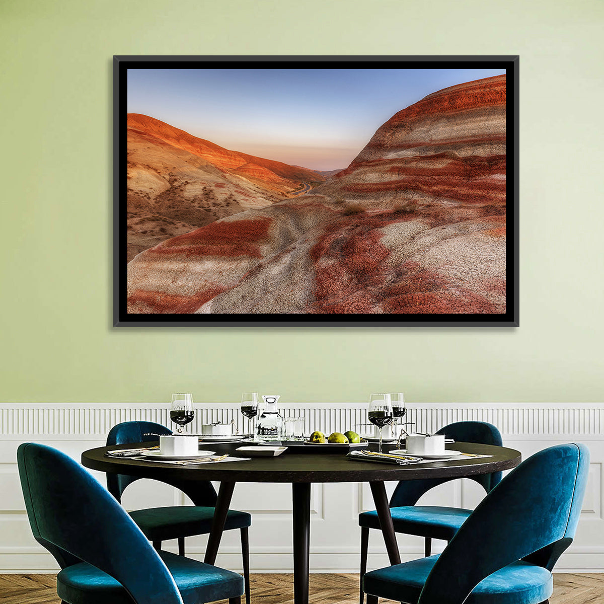 Khizi Candy Cane Mountains Wall Art in a room, landscape
