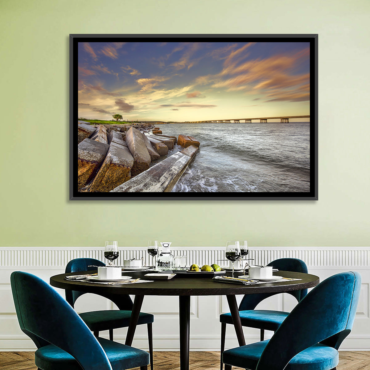 Nassau County Causeway at Sunset Wall Art in a room, landscape