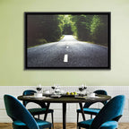 Summer Forest Road with Yellow Sign Wall Art