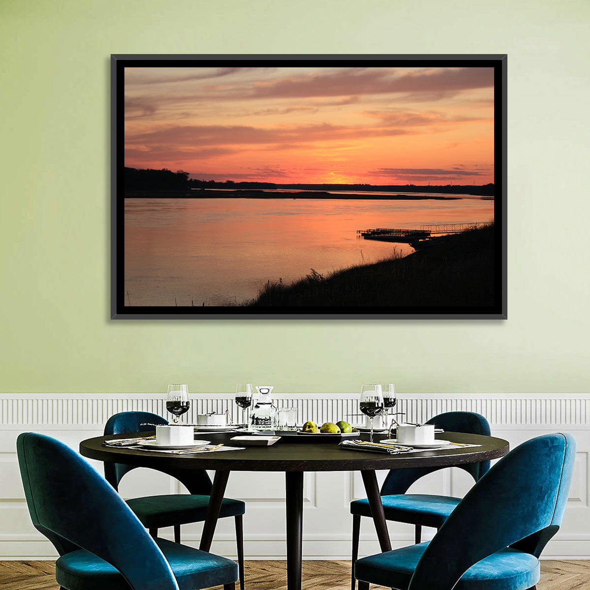 Missouri River Sunset at Dusk Wall Art