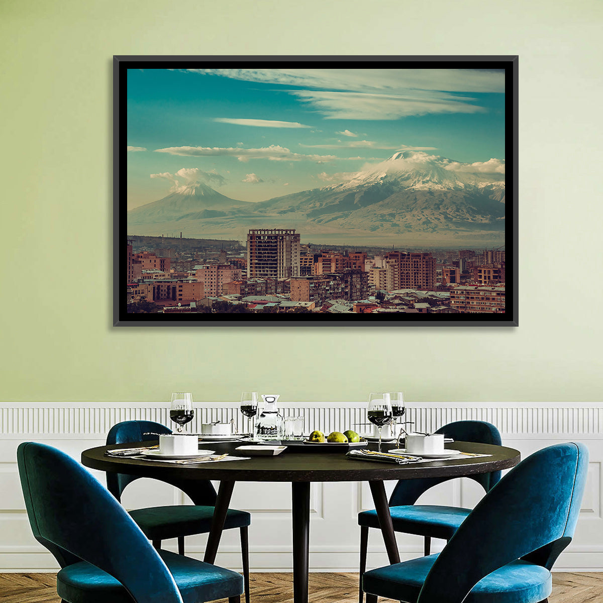 Yerevan Skyline with Mount Ararat Wall Art in a room, landscape