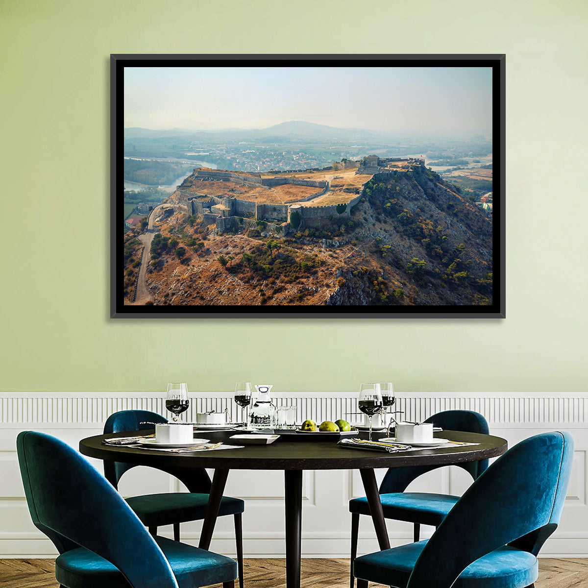 Rozafa Castle Aerial View Wall Art in a room, landscape