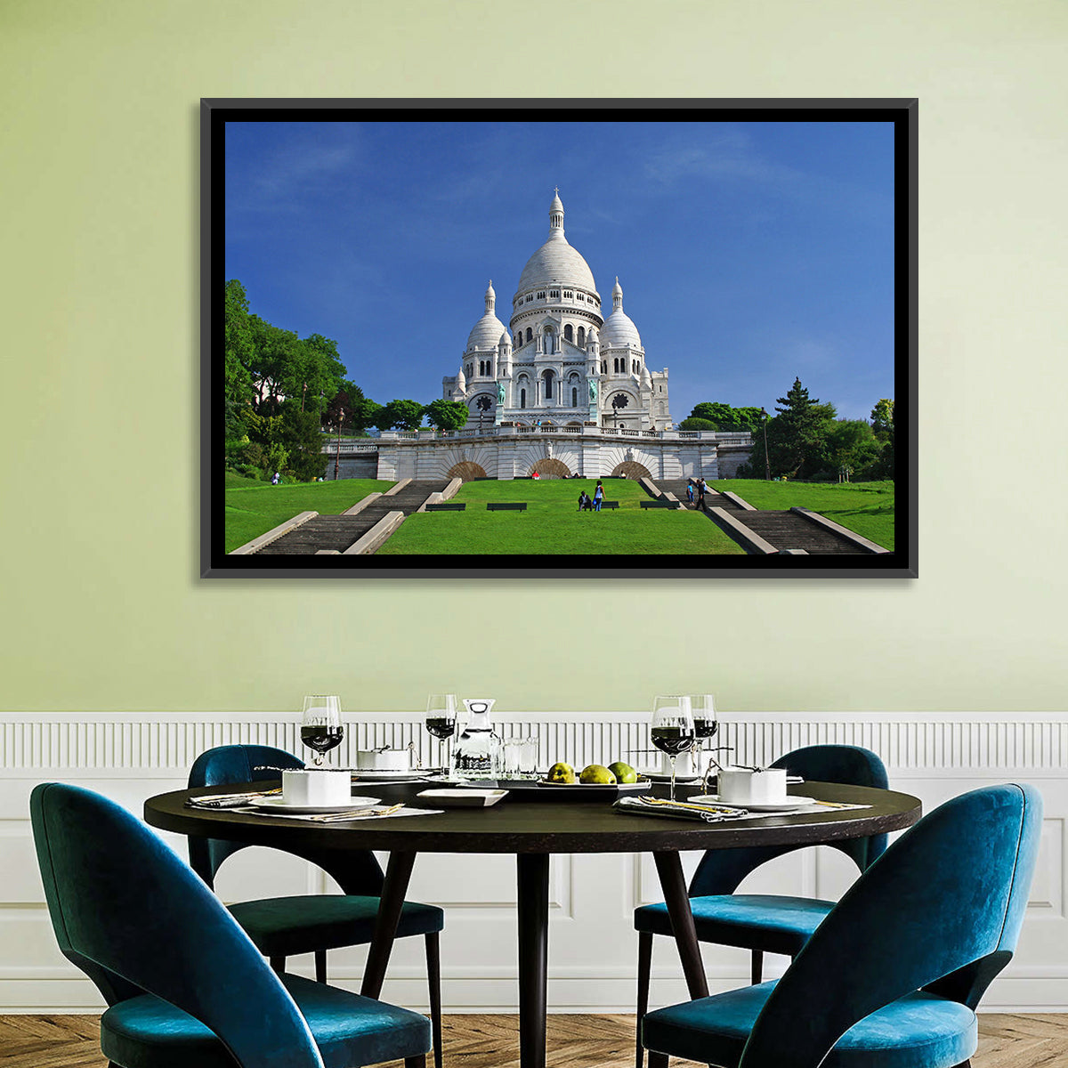 Sacre Coeur Basilica Steps, Paris Wall Art in a room, landscape