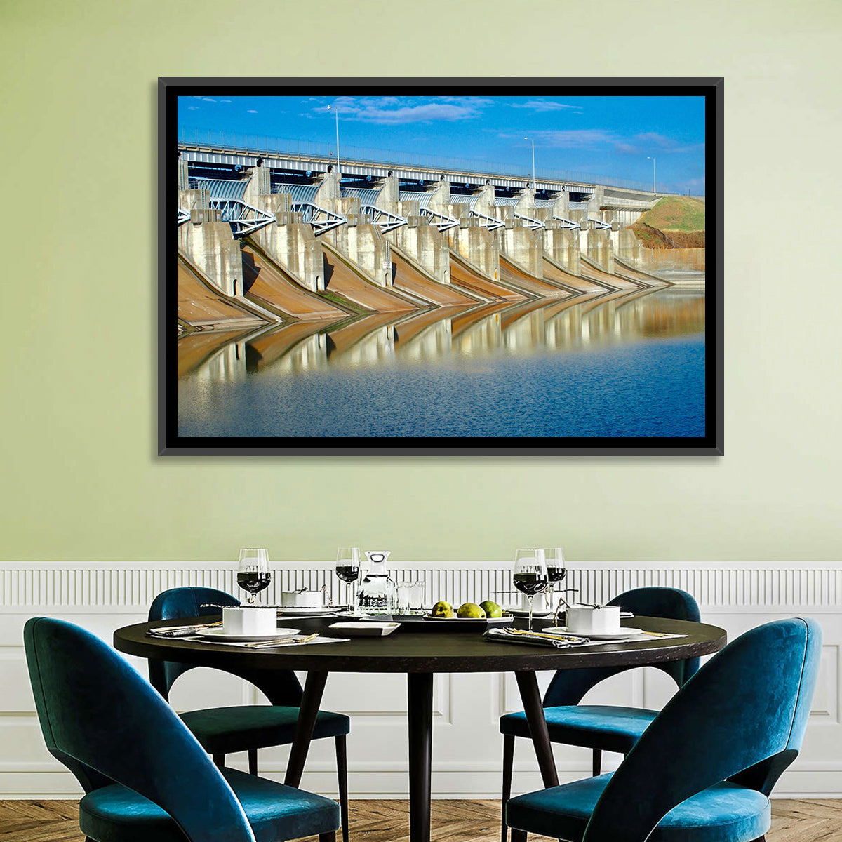 Lavon Dam Spillways Wall Art in a room, landscape