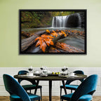 Clackamas Waterfall with Maple Leaf Wall Art