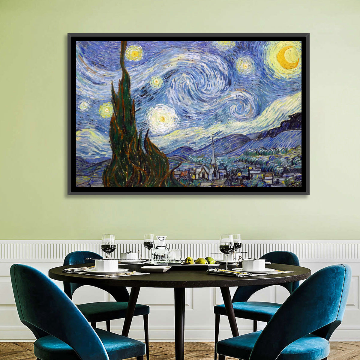 Starry Night Over Saint-rémy Wall Art in a room, landscape