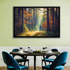 Sunlit Autumn Pine Forest Wall Art