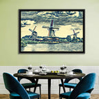 Three Vintage Windmills Wall Art