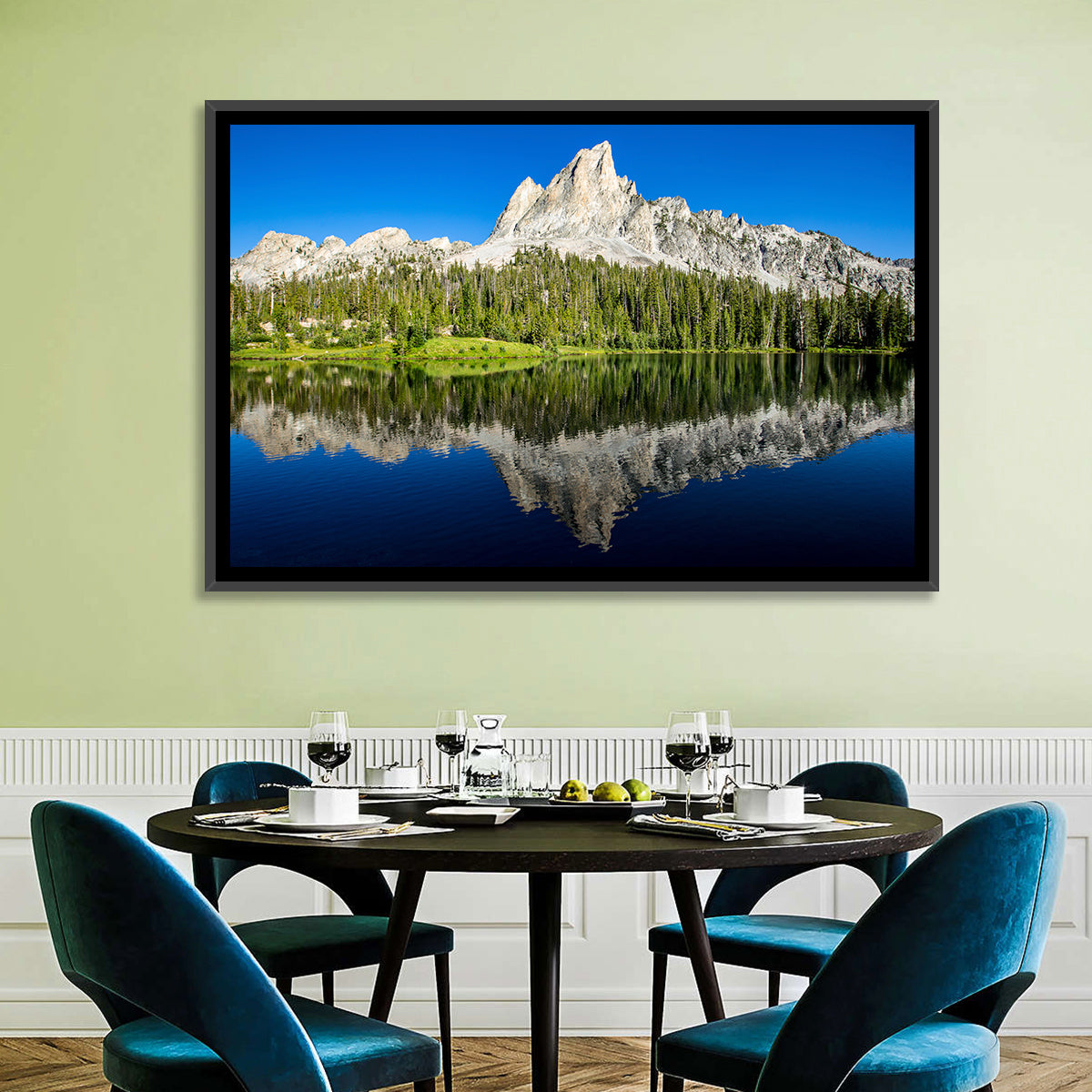 Sawtooth Peaks at Alice Lake Wall Art in a room, landscape