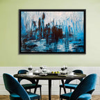 Rainy Abstract Skyline Reflection Wall Art