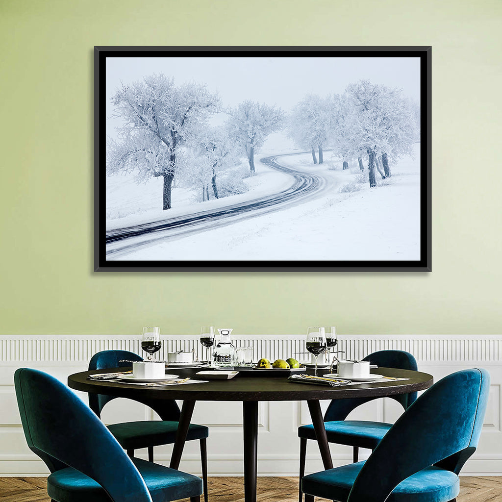 Misty Winter S-curve Road Wall Art