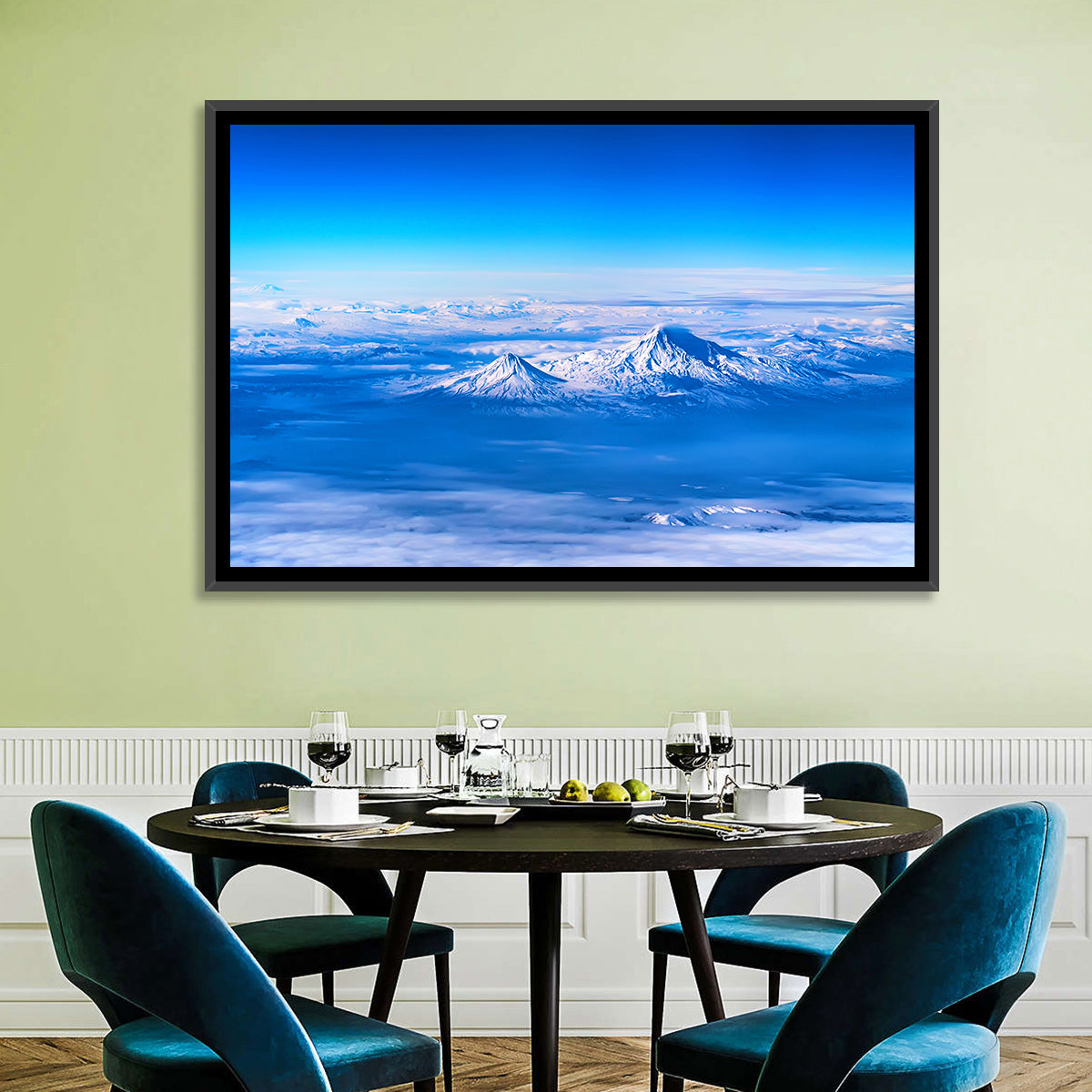 Mount Ararat Above Clouds Wall Art in a room, landscape