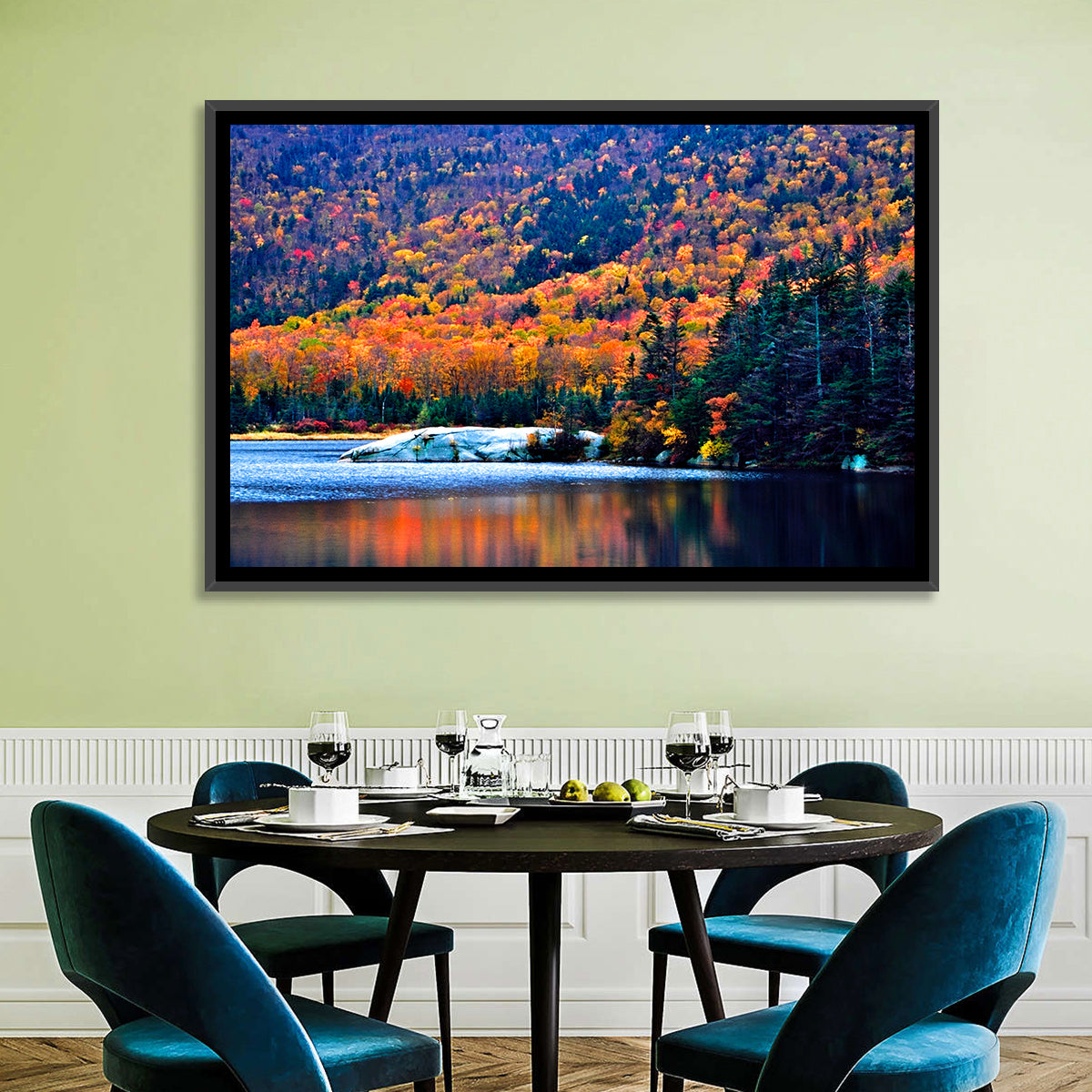 New Hampshire Fall Foliage Wall Art in a room, landscape