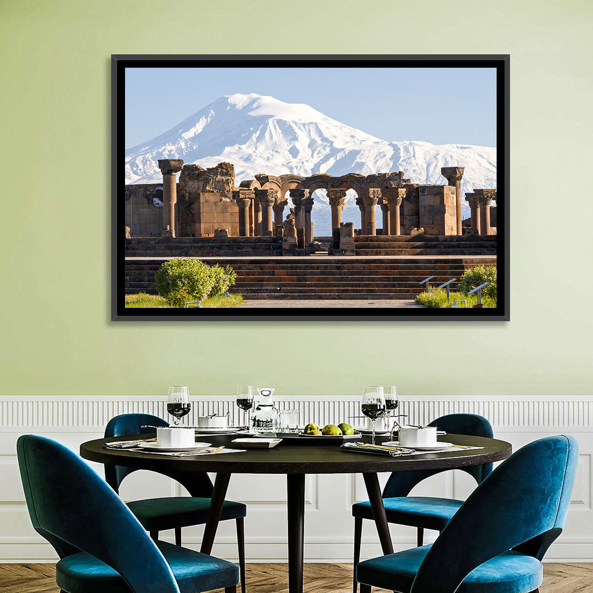 Zvartnots Cathedral and Mount Ararat Wall Art in a room, landscape