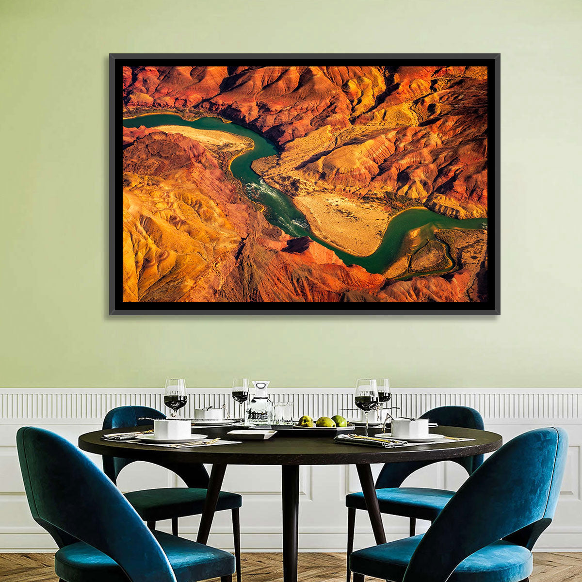 Aerial Colorado River Canyon Wall Art in a room, landscape