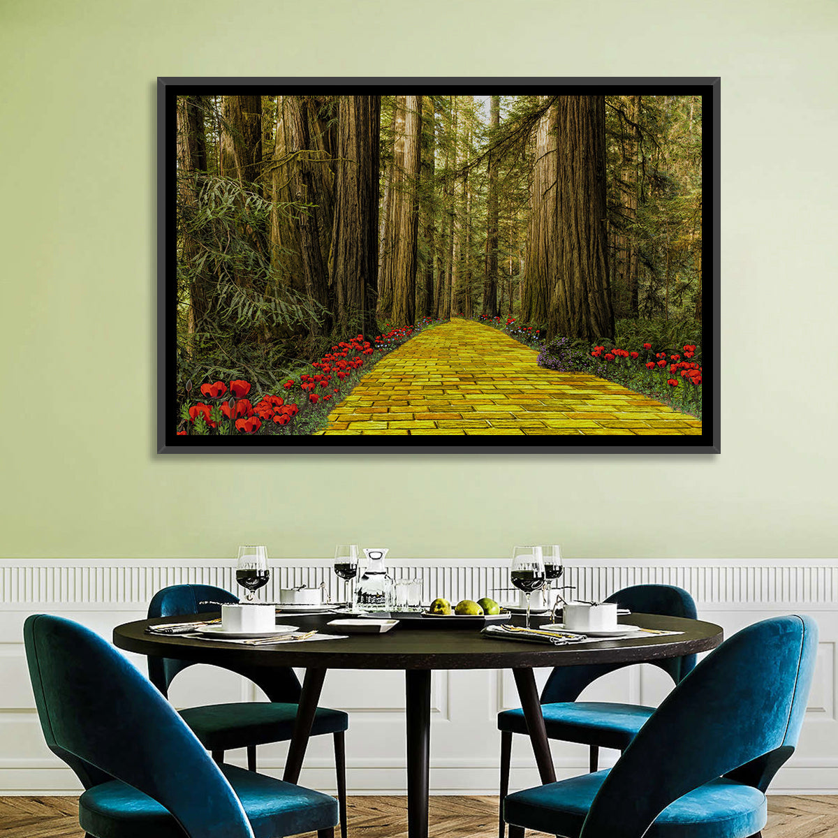 Yellow Brick Path Through Redwoods Wall Art