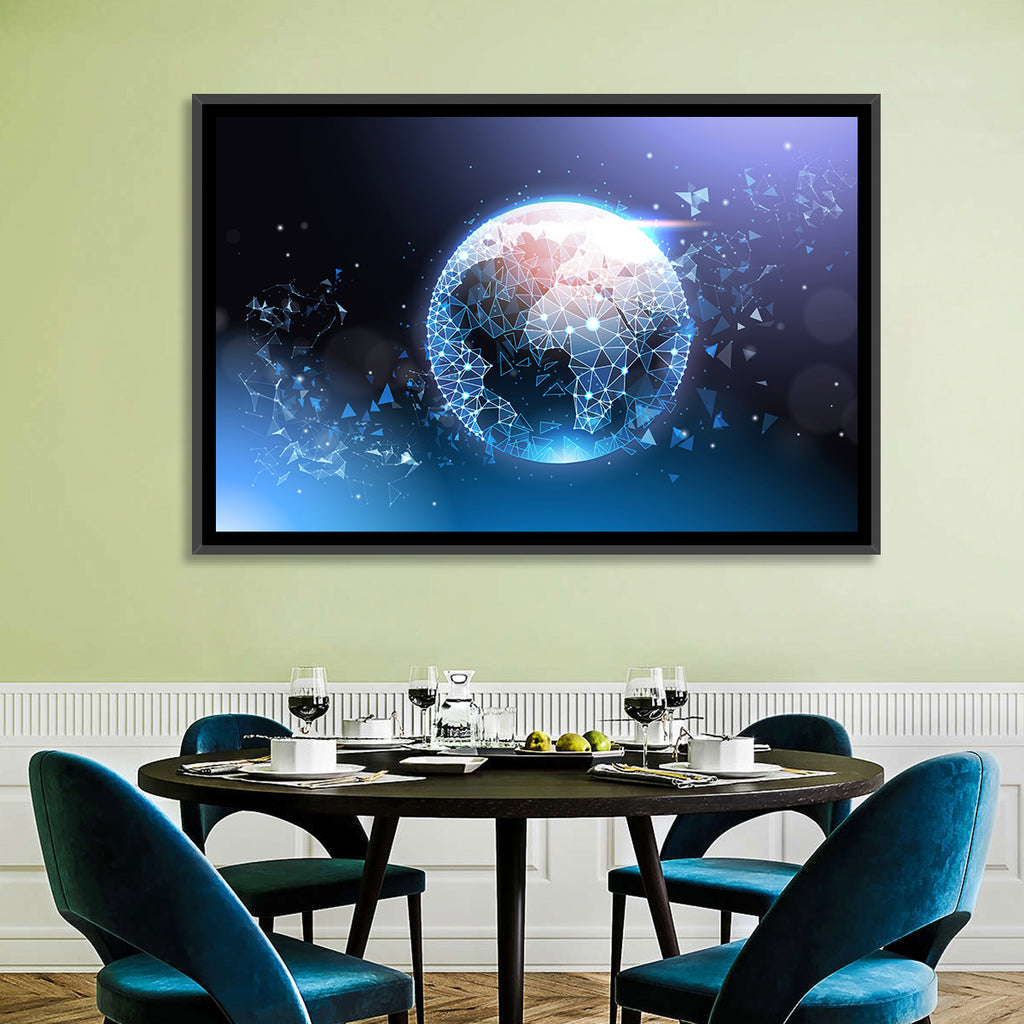 Wireframe Globe Network Wall Art