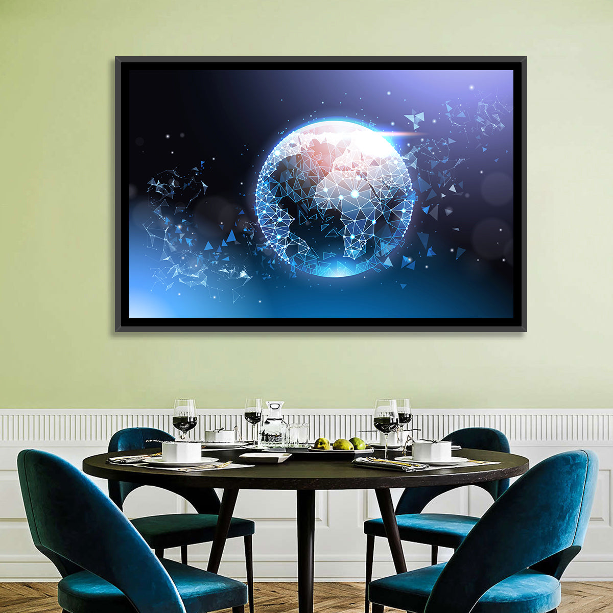 Wireframe Globe Network Wall Art