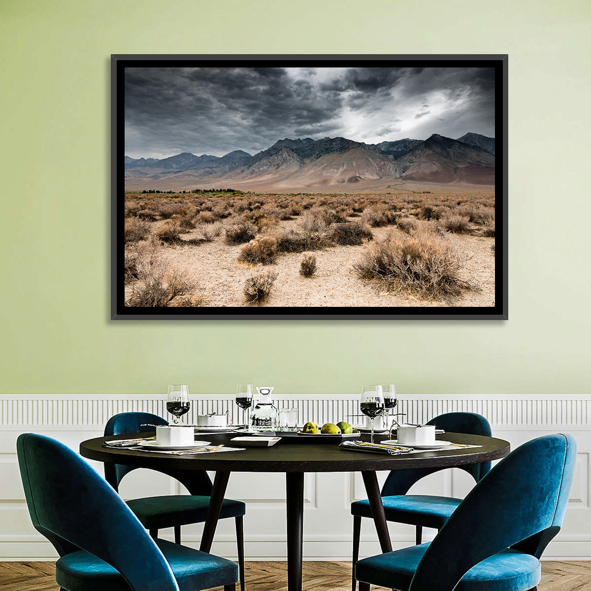 Storm Over Death Valley Wall Art in a room, landscape
