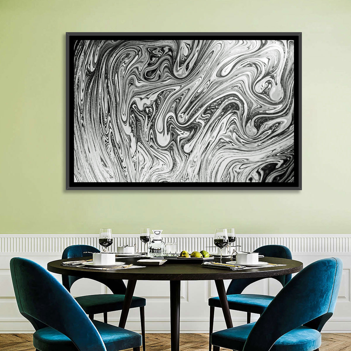 Ink Swirl Monochrome Abstract Wall Art