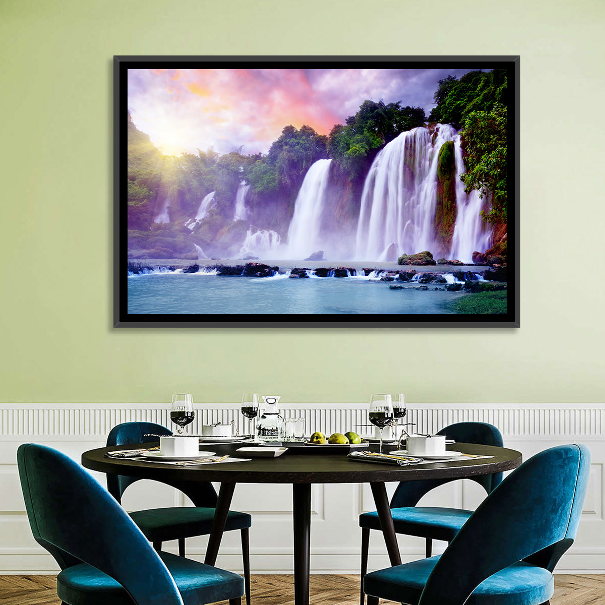 Ban Gioc Banyue Waterfall Wall Art in a room, landscape