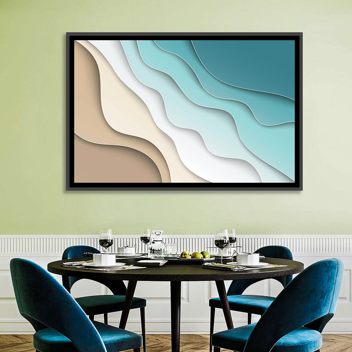 Aerial Beach Layers Wall Art in a room, landscape