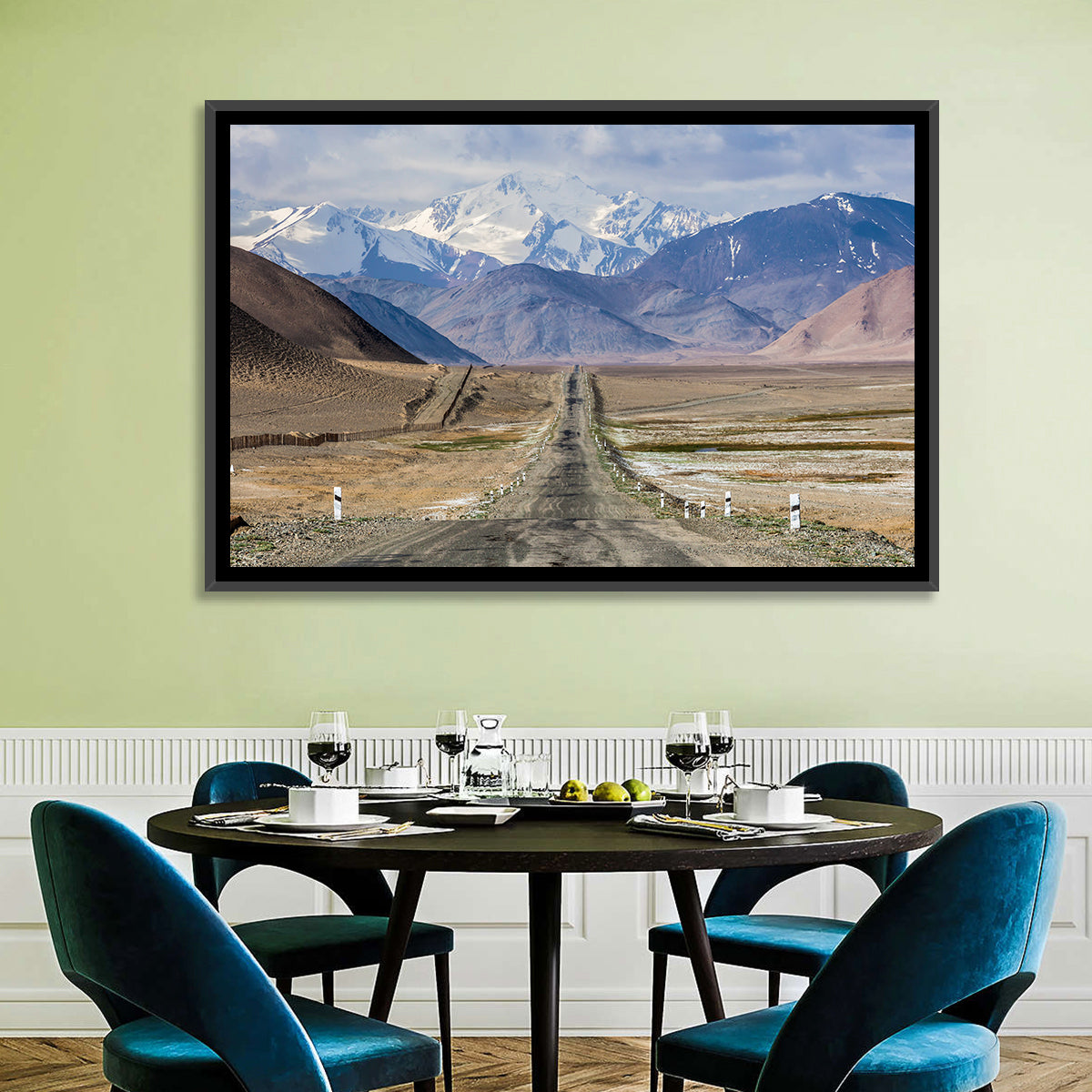 Pamir Mountain Road Wall Art in a room, landscape
