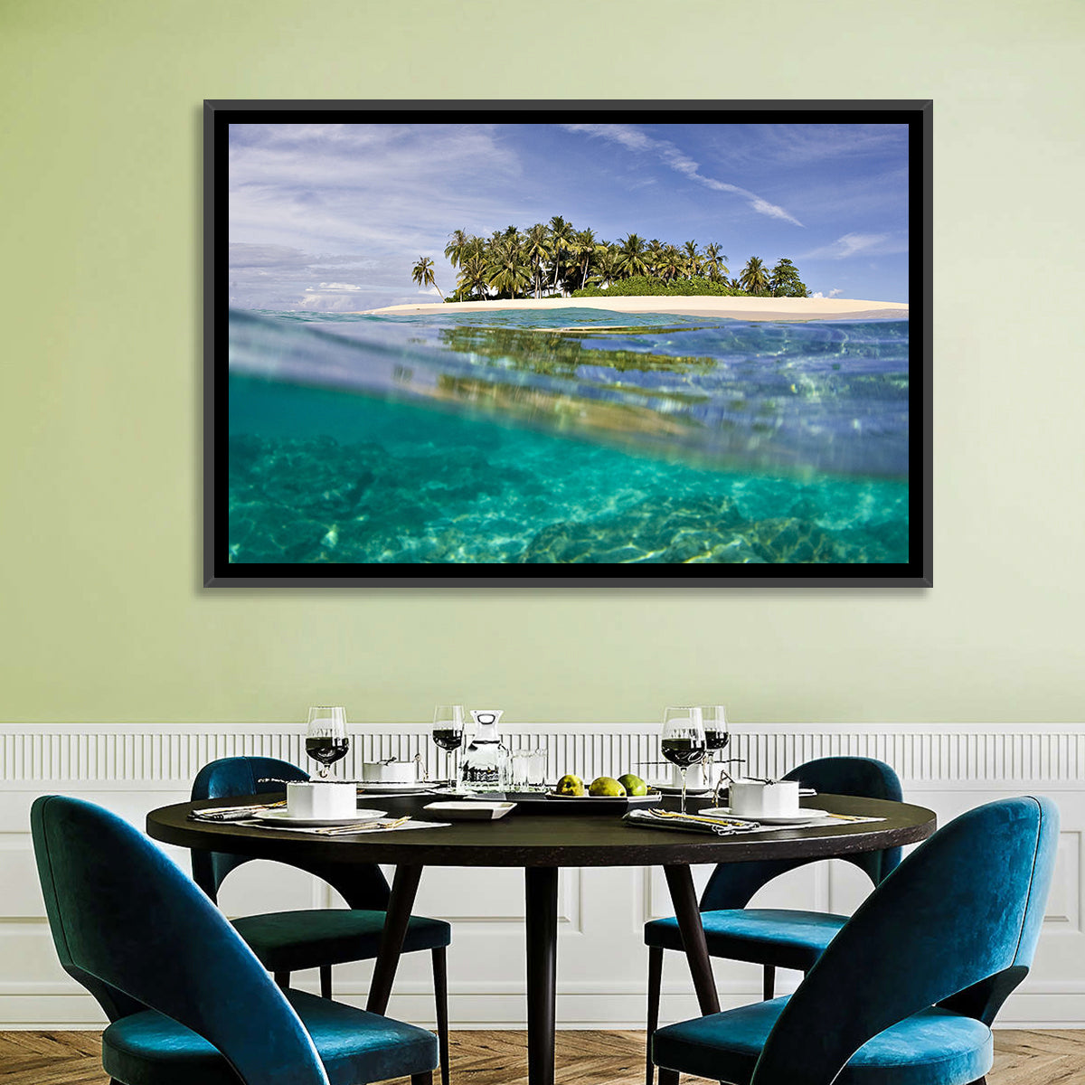 Island Paradise Wall Art in a room, landscape