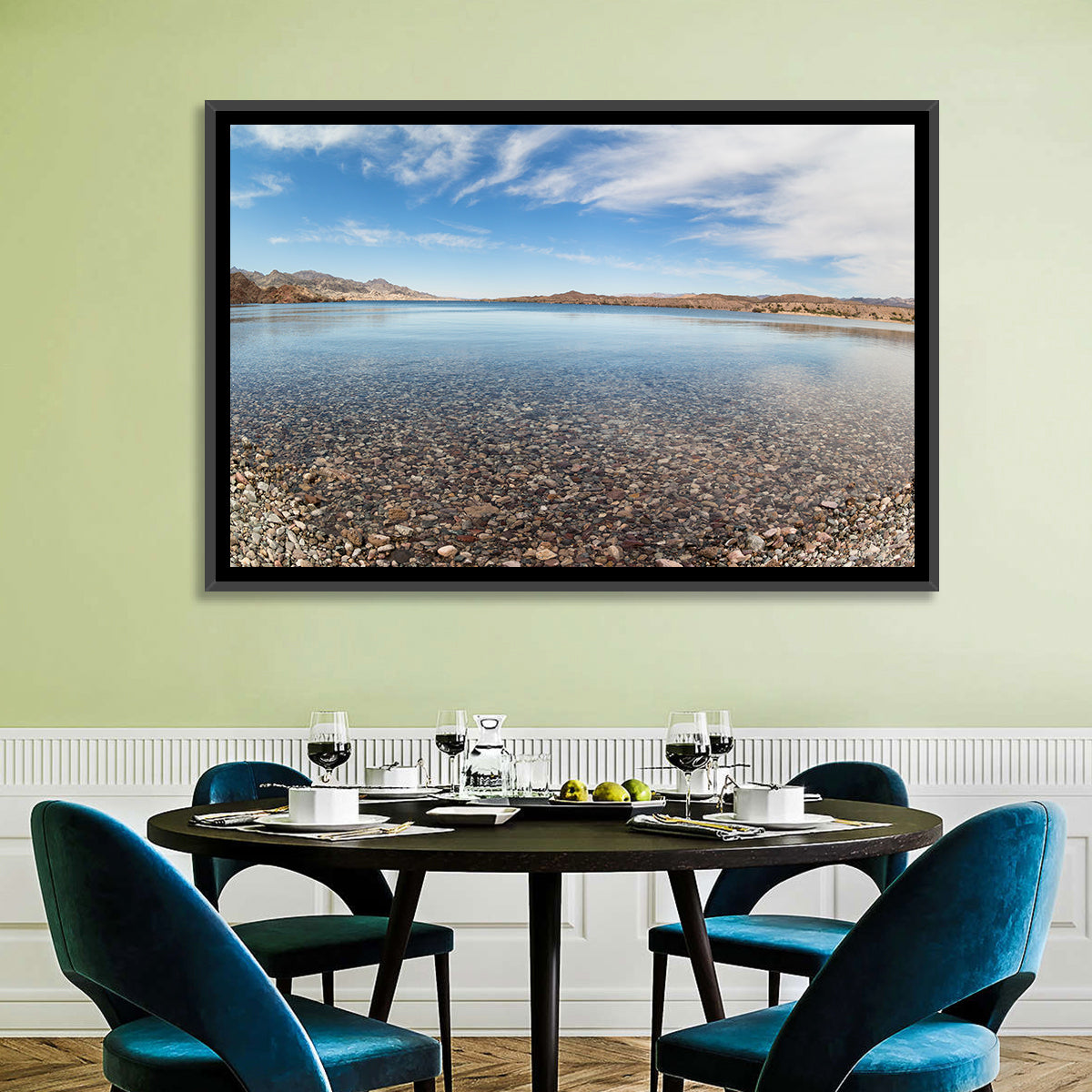 Lake Mohave Shoreline Wall Art in a room, landscape