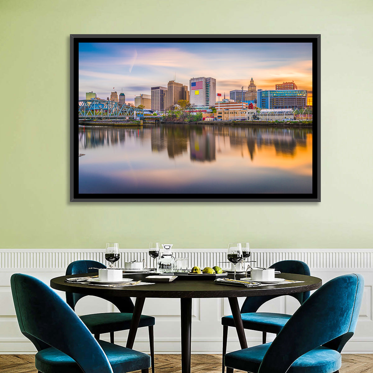 Providence Skyline at Golden Hour Wall Art